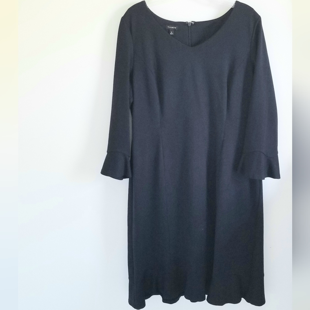 Talbots Navy Knit Sheath Dress long sleeve